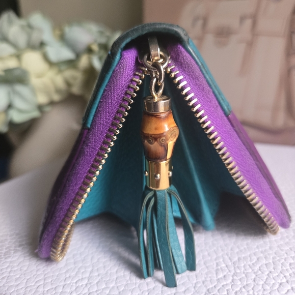 🛑SOLD🛑Gucci Bamboo Japanese Exclusive 2-Tone Long Continental Wallet GUC - Picture 14 of 15